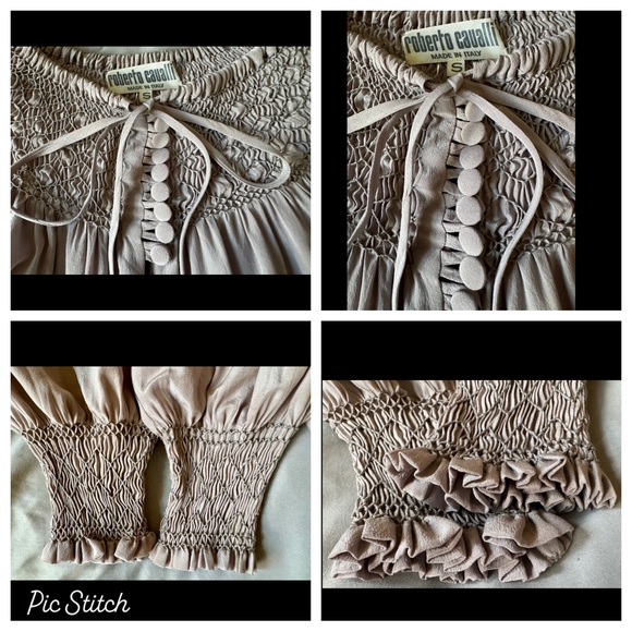 Vintage ROBERTO CAVALLI 70s Boho Blouse S M Shirt Penny Lane Hippie Peasant 80s - Picture 4 of 7